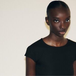 Elevated Black Knit Tee, By ZARA | (Small)